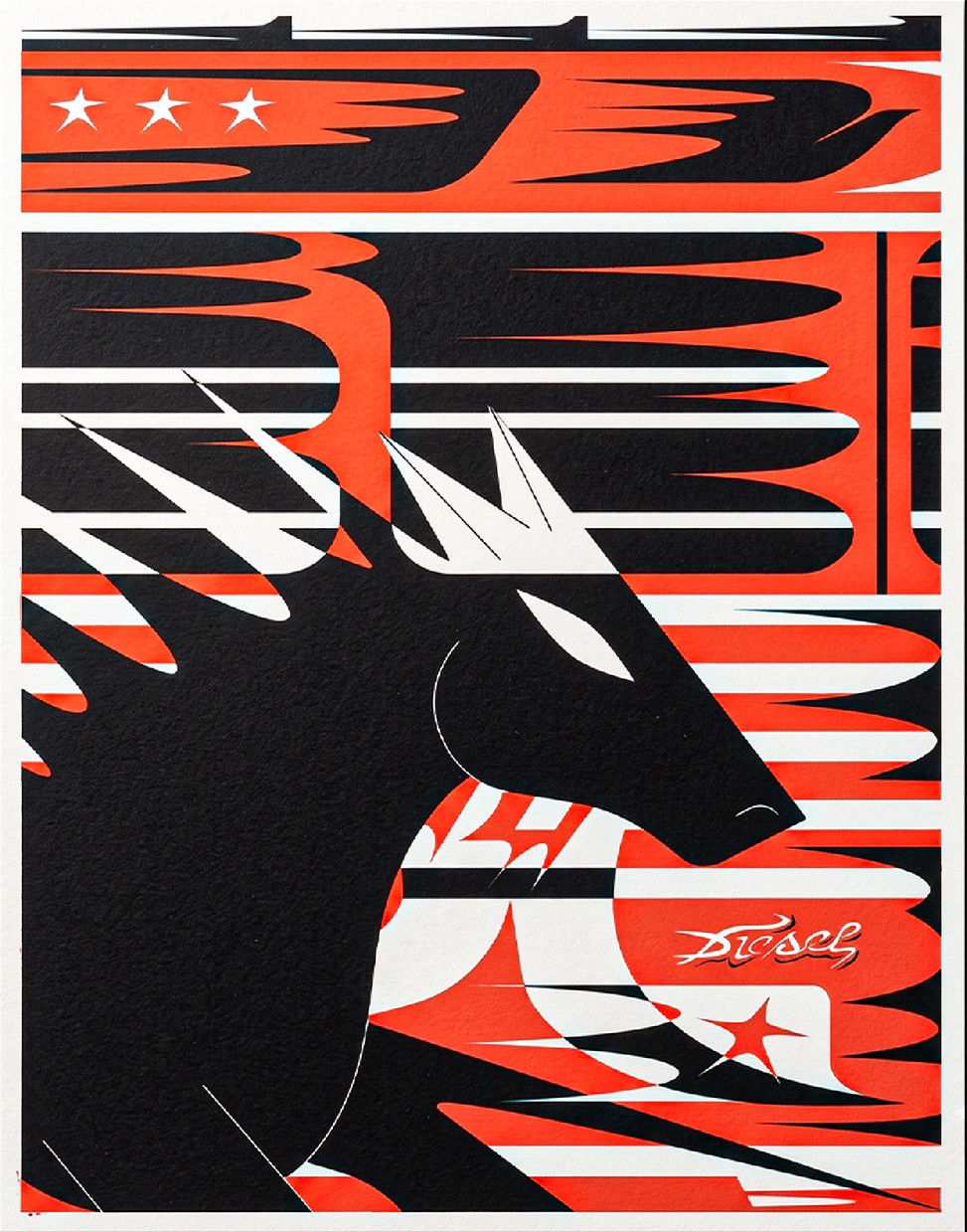 Terreno Común, black and orange horse by Daniel Dominguez